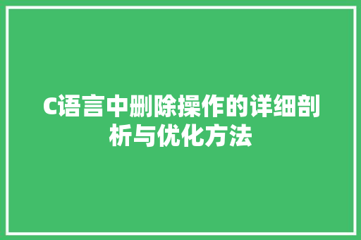C语言中删除操作的详细剖析与优化方法 SEO关键词