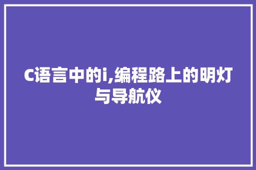 C语言中的i,编程路上的明灯与导航仪 SEO关键词