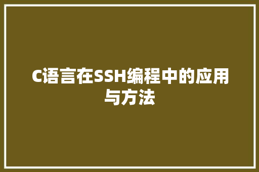 C语言在SSH编程中的应用与方法