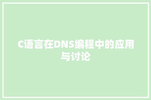 C语言在DNS编程中的应用与讨论