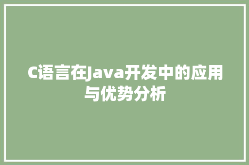 C语言在Java开发中的应用与优势分析