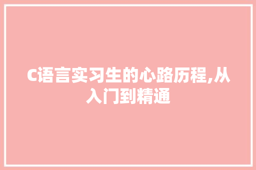 C语言实习生的心路历程,从入门到精通 网站建设公司