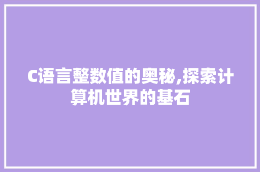 C语言整数值的奥秘,探索计算机世界的基石