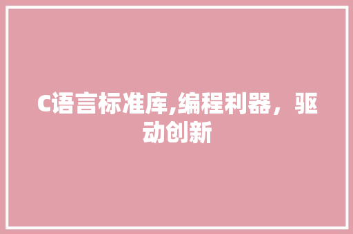 C语言标准库,编程利器，驱动创新