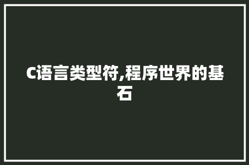 C语言类型符,程序世界的基石