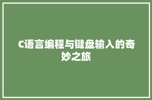 C语言编程与键盘输入的奇妙之旅 SEO关键词
