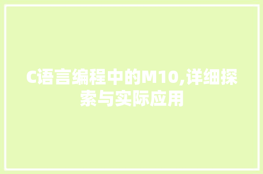 C语言编程中的M10,详细探索与实际应用 神马SEO