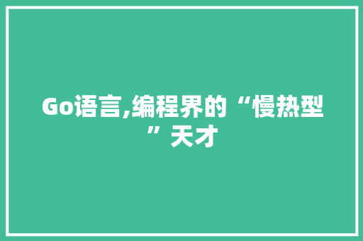 Go语言,编程界的“慢热型”天才