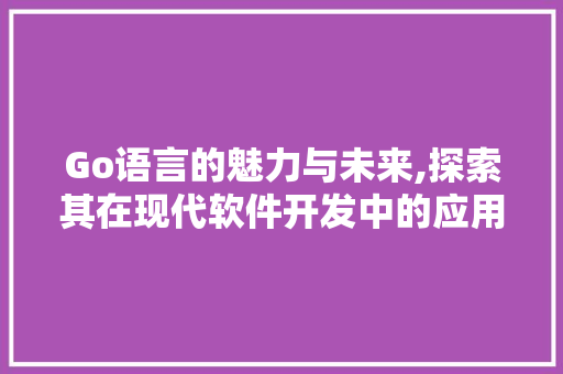 Go语言的魅力与未来,探索其在现代软件开发中的应用
