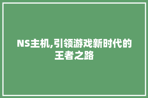 NS主机,引领游戏新时代的王者之路