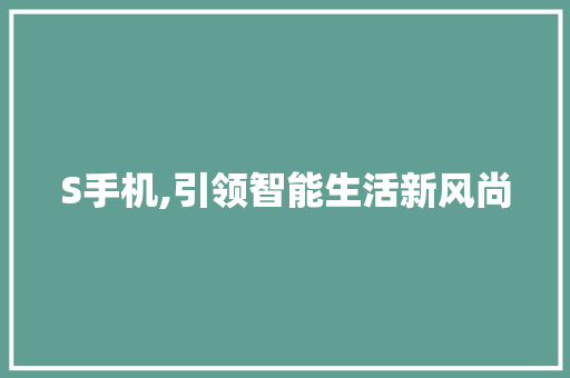 S手机,引领智能生活新风尚