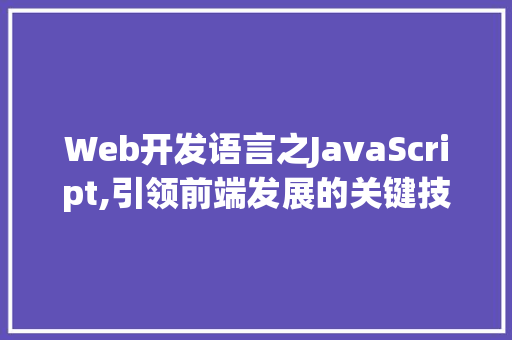 Web开发语言之JavaScript,引领前端发展的关键技术 百度SEO