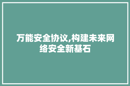 万能安全协议,构建未来网络安全新基石