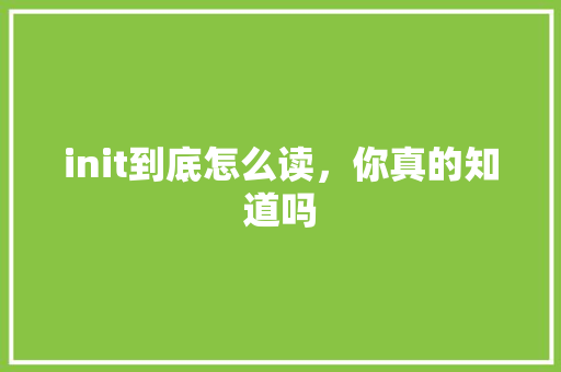 init到底怎么读，你真的知道吗