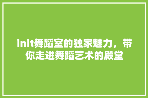 init舞蹈室的独家魅力，带你走进舞蹈艺术的殿堂