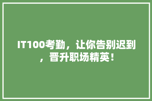 IT100考勤，让你告别迟到，晋升职场精英！