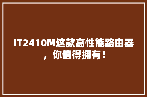 IT2410M这款高性能路由器，你值得拥有！