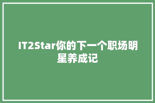 IT2Star你的下一个职场明星养成记
