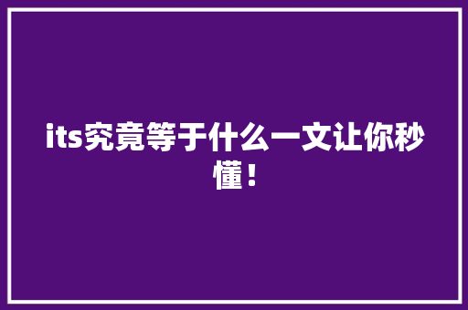its究竟等于什么一文让你秒懂！