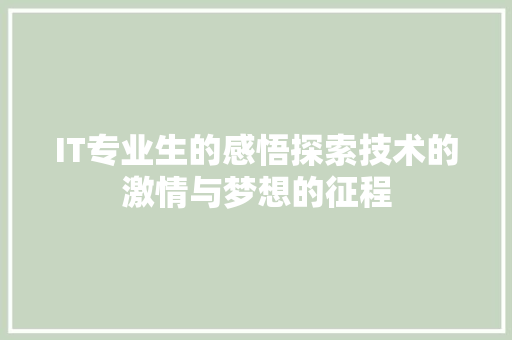 IT专业生的感悟探索技术的激情与梦想的征程