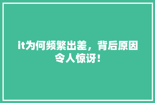 it为何频繁出差，背后原因令人惊讶！