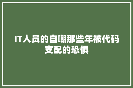 IT人员的自嘲那些年被代码支配的恐惧