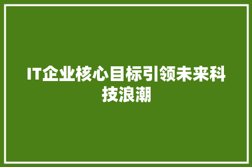 IT企业核心目标引领未来科技浪潮 神马SEO