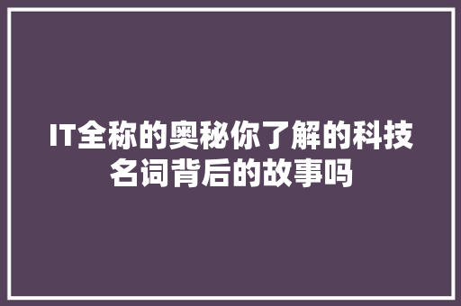IT全称的奥秘你了解的科技名词背后的故事吗