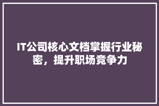 IT公司核心文档掌握行业秘密，提升职场竞争力 网站建设公司