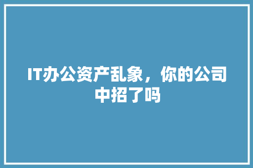 IT办公资产乱象，你的公司中招了吗