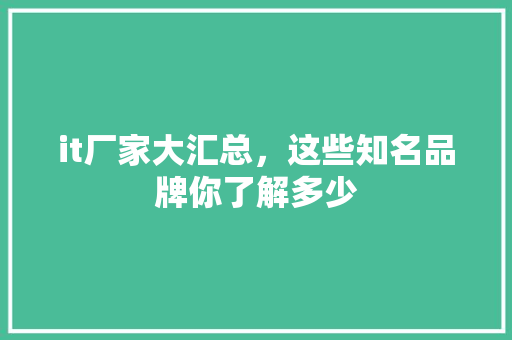 it厂家大汇总，这些知名品牌你了解多少