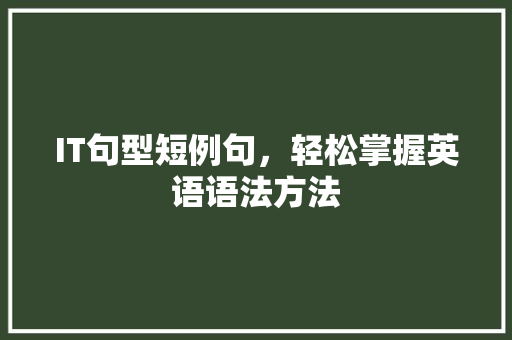IT句型短例句，轻松掌握英语语法方法