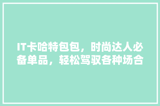 IT卡哈特包包，时尚达人必备单品，轻松驾驭各种场合！ SEO关键词