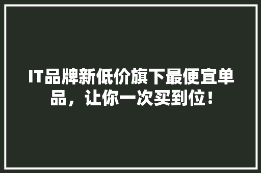 IT品牌新低价旗下最便宜单品，让你一次买到位！