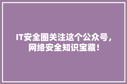 IT安全圈关注这个公众号，网络安全知识宝藏！