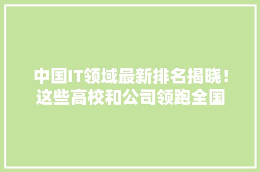 中国IT领域最新排名揭晓！这些高校和公司领跑全国