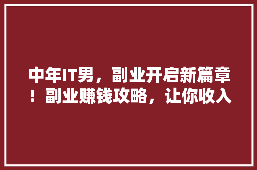 中年IT男，副业开启新篇章！副业赚钱攻略，让你收入翻倍！