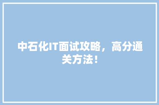 中石化IT面试攻略，高分通关方法！