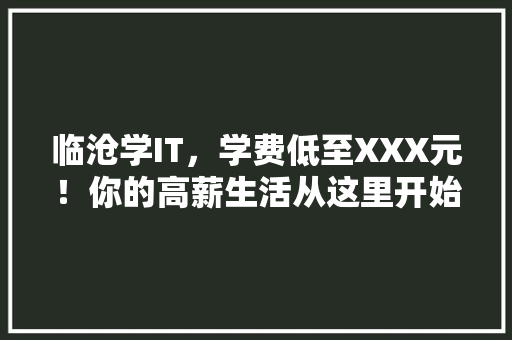 临沧学IT，学费低至XXX元！你的高薪生活从这里开始