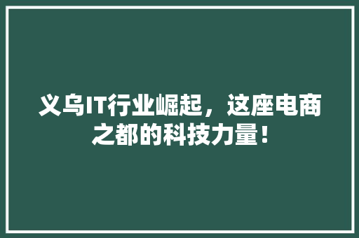 义乌IT行业崛起，这座电商之都的科技力量！ 必应SEO