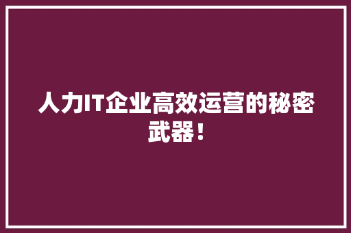 人力IT企业高效运营的秘密武器！