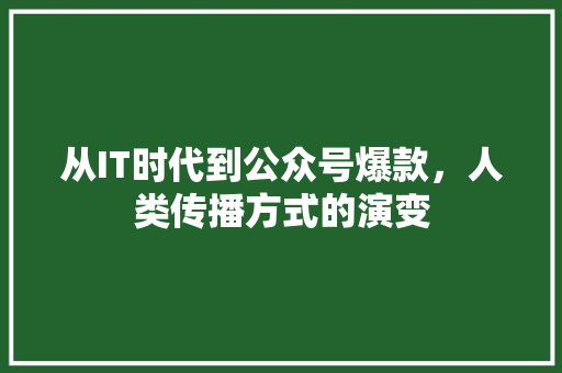 从IT时代到公众号爆款，人类传播方式的演变