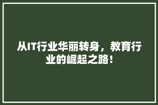 从IT行业华丽转身，教育行业的崛起之路！