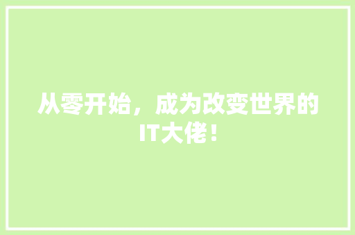 从零开始，成为改变世界的IT大佬！