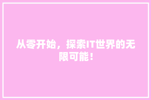 从零开始，探索IT世界的无限可能！