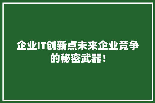 企业IT创新点未来企业竞争的秘密武器！