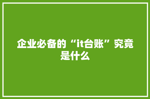 企业必备的“it台账”究竟是什么 百度SEO