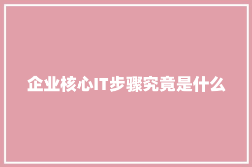 企业核心IT步骤究竟是什么