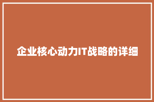 企业核心动力IT战略的详细