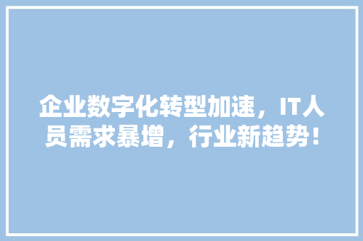 企业数字化转型加速，IT人员需求暴增，行业新趋势！ 神马SEO